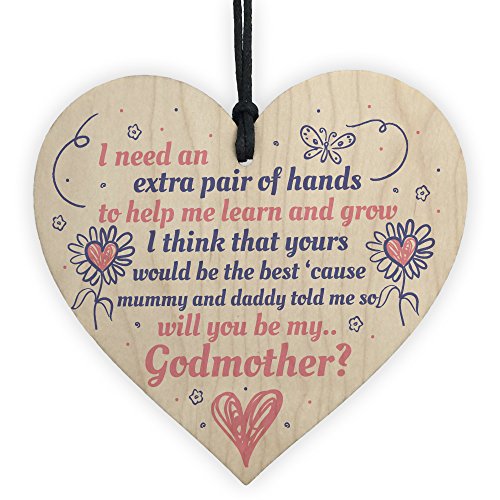 RED OCEAN Holzschild in Herzform, Aufschrift "Will You Be My Godmother", für Patentochter, Taufe, Geschenk für sie RED OCEAN Holzschild in Herzform, Aufschrift "Will You Be My Godmother", für Patentochter, Taufe, Geschenk für sie von RED OCEAN