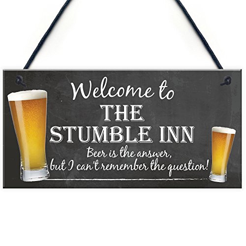 RED OCEAN Lustiges Schild zum Aufhängen, Aufschrift "Welcome To The Stumble Inn", für Kneipen, Bars, als Geschenk von RED OCEAN