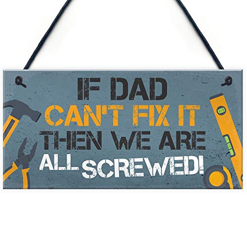 RED OCEAN Schild mit Aufschrift "Dad Fix It", für Garage, Schuppen, Tür, Wandschild, Geburtstag, Weihnachten, Geschenk für Papa von RED OCEAN