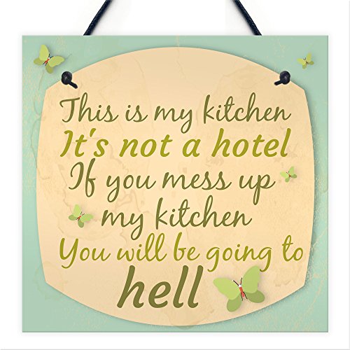 RED OCEAN Shabby Chic Humorvolles Schild mit Aufschrift "This Is My Kitchen", Vintage/Retro-Wandgeschenk von RED OCEAN