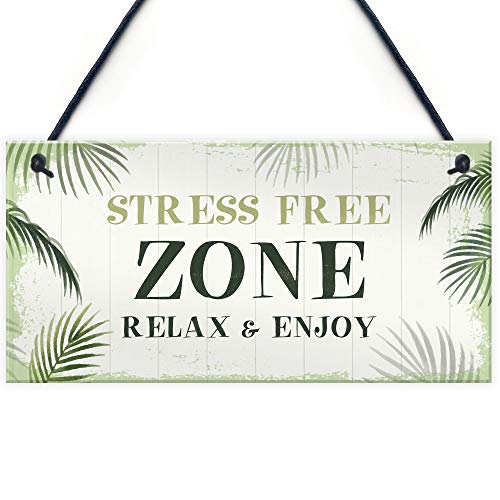RED OCEAN Whirlpool-Schild im Shabby-Chic-Stil, Stress-Free-Zone-Design, Gartenhaus-Schild von RED OCEAN