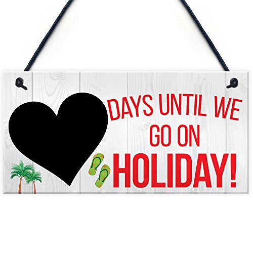 Red Ocean Countdown-Kreidetafel mit der Aufschrift „Days Until We Go On Holiday!“ (in englischer Sprache), als Wandschild oder Türschild zum Aufhängen oder als Geschenk geeignet von RED OCEAN