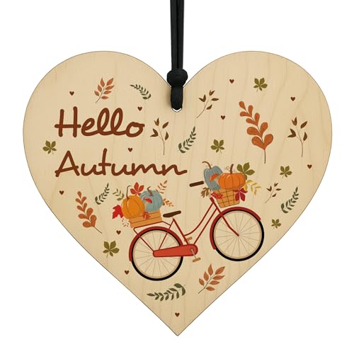 Red Ocean Hello Autumn Plakette zum Aufhängen, Heimdekoration, Herbstdekoration, Herbst-Themen-Dekorationen für Thanksgiving von RED OCEAN