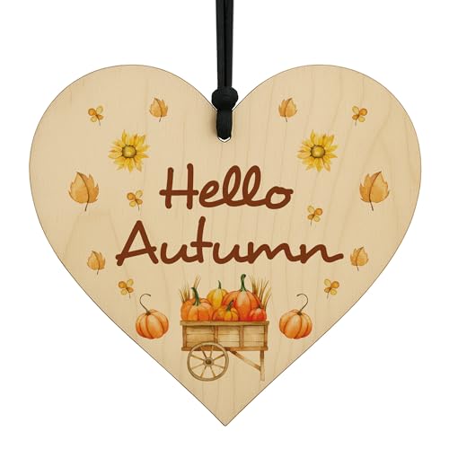 Red Ocean Herbstliche Dekorationen Hello Autumnal, Holzherz, zum Aufhängen, Herbstdekoration für Thanksgiving, saisonale Dekoration für Freunde und Familie Red Ocean Herbstliche Dekorationen Hello Autumnal, Holzherz, zum Aufhängen, Herbstdekoration für Thanksgiving, saisonale Dekoration für Freunde und Familie von RED OCEAN
