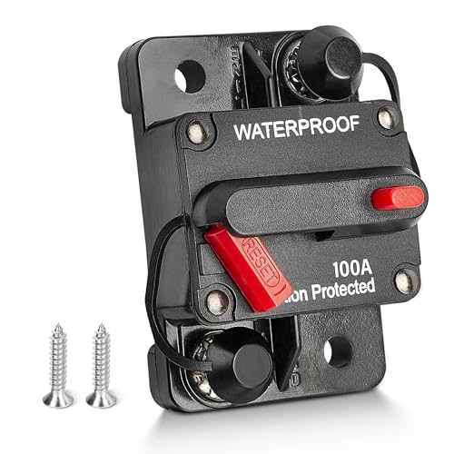RED WOLF 100A Schutzschalter Sicherungshalter mit Manueller Reset für Auto Boot Marine Motor Audio Kfz Leistungsschalter Circuit Breaker 12-48V DC Sicherungsautomat von RED WOLF