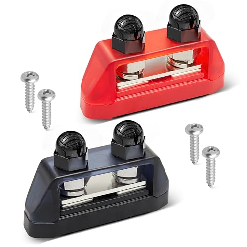 RED WOLF 250A Sammelschienen Verteilerblock 12V-48V DC, Verteilerschiene mit 2 x M8 Klemmenbolzen für Auto Marine RV Wohnmobil LKW Elektrik System Stromverteilung Positive Ground Busschienen 2 Stück von RED WOLF
