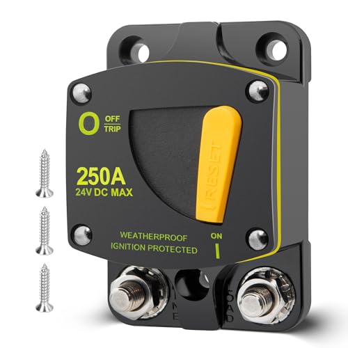 RED WOLF 250A Auto Schutzschalter DC 12V-24V, Automatische Sicherung 250 Ampere Sicherungsautomat kfz für LKW Boot Stereo Radio Autobatterie Sicherungshalter mit Manueller Reset RED WOLF 250A Auto Schutzschalter DC 12V-24V, Automatische Sicherung 250 Ampere Sicherungsautomat kfz für LKW Boot Stereo Radio Autobatterie Sicherungshalter mit Manueller Reset von RED WOLF
