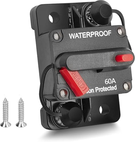 RED WOLF 60A Schutzschalter mit Manueller Reset Sicherungshalter Wasserdicht kfz Leistungsschalter für Auto Boot Wohnmobil LKW Audio Motor 12-48V DC Sicherungsautomat von RED WOLF
