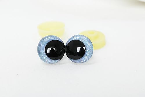 REDAEL 10 Stück Augen 12 mm 14 16 18 20 25 30 mm 3D-Cartoon-Glitzer-Spielzeug-Sicherheitsaugen Puppenaugen Augen mit Harter Unterlegscheibe – blau – 20 mm von REDAEL