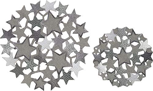 REDBEST Aufleger 2-er Set Sterne mit Durchbruchstickerei - mit Metallgarn, pflegeleicht und beständig - Silber Größe 20 cm Ø + 30 cm Ø REDBEST Aufleger 2-er Set Sterne mit Durchbruchstickerei - mit Metallgarn, pflegeleicht und beständig - Silber Größe 20 cm Ø + 30 cm Ø von REDBEST