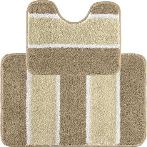 REDBEST Badematte + WC-Umrandung Set 2-TLG. Natur/beige Größe 50x80 cm + 40x50 cm von REDBEST