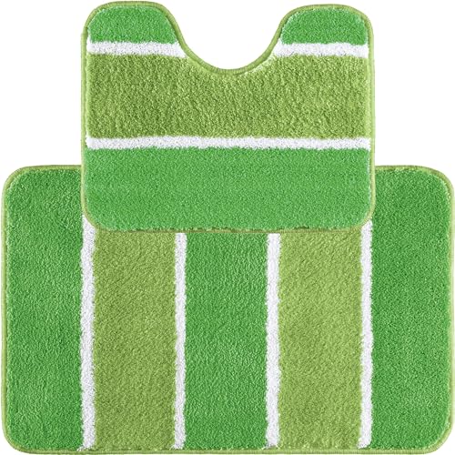 REDBEST Badematte + WC-Umrandung Set 2-TLG. grün Größe 50x80 cm + 40x50 cm von REDBEST