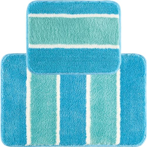 REDBEST Badematte + WC-Vorlage Set 2-TLG. blau Größe 50x80 cm + 40x50 cm von REDBEST