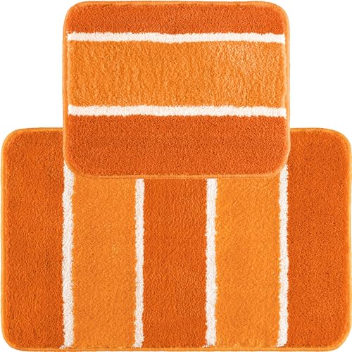 REDBEST Badematte + WC-Vorlage Set 2-TLG. orange Größe 50x80 cm + 40x50 cm von REDBEST