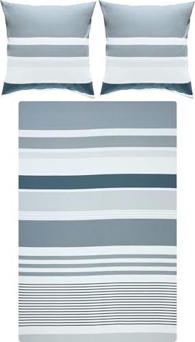 REDBEST Bettwäsche, Bettgarnitur Renforcé anthrazit Größe 80x80 cm / 200x200 cm - mit praktischem Reißverschluss anschmiegsam, strapazierstark, 100% Baumwolle von REDBEST