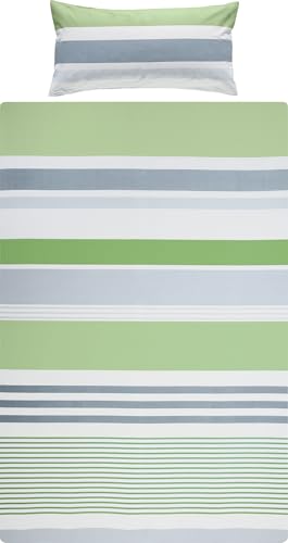 REDBEST Bettwäsche, Bettgarnitur Renforcé grün Größe 40x80 cm / 155x220 cm - mit praktischem Reißverschluss anschmiegsam, strapazierstark, 100% Baumwolle von REDBEST