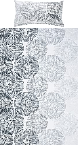 REDBEST Bettwäsche Renforcé anthrazit-grau-weiß Größe 135x200 cm (40x80 cm) - weich, strapazierstark, atmungsaktiv, mit Reißverschluss (weitere Größen) von REDBEST
