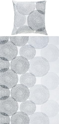REDBEST Bettwäsche-Set Renforcé Kreise, Bettbezug, Kissenbezug anthrazit-weiß, Größe 155x220 cm (80x80 cm) - anschmiegsam, strapazierstark, mit praktischem Reißverschluss (weitere Farben, Größen) von REDBEST