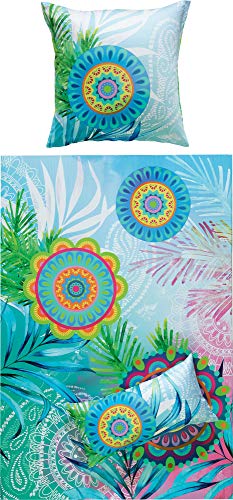 REDBEST Satin Bettwäsche Boho-Chic bunt Größe 80x80 cm / 135x200 cm - seidig glatt im Griff, hochwertiger Digitaldruck, mit praktischem Reißverschluss von REDBEST