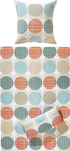 REDBEST Bettwäsche Seersucker blau-rot Größe 1x 135x200 cm + 1x 40x80 cm von REDBEST