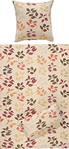 REDBEST Bettwäsche Single-Jersey Natur-braun-rot Größe 135x200 cm (40x80 cm) von REDBEST