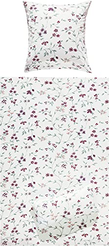 REDBEST Bettwäsche Single-Jersey aubergine-Mauve Größe 1x 155x220 cm + 1x 80x80 cm von REDBEST