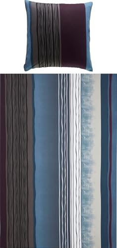 REDBEST Bettwäsche, Bettgarnitur Single-Jersey blau-anthrazit Größe 80x80 cm / 155x200 cm - Wendekissenbezug, temperaturausgleichend, bügelfrei, mit Reißverschluss von REDBEST