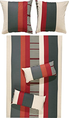 REDBEST Bettwäsche Single-Jersey rot-anthrazit Größe 155x200 cm (80x80 cm) von REDBEST