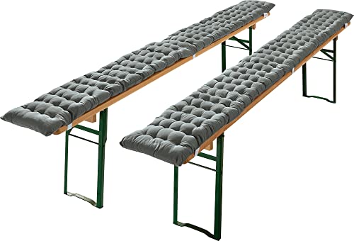 REDBEST Bierbank-Auflage, Sitzauflage Bierzeltgarnitur gepolstert 2er-Pack grau Größe 25x220 cm - strapazierstark und langlebig, bequemer Sitzkomfort, mit elastischen Bändern von REDBEST
