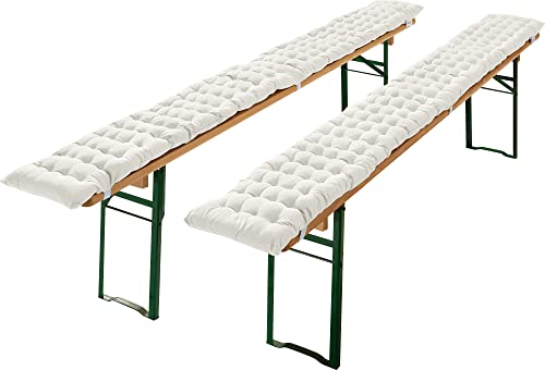 REDBEST Bierbank-Auflage, Sitzauflage Bierzeltgarnitur gepolstert 2er-Pack weiß Größe 25x220 cm - strapazierstark und langlebig, bequemer Sitzkomfort, mit elastischen Bändern von REDBEST