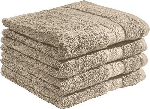 REDBEST Duschtuchset, Frottierset 4er-Pack Chicago - saugstark, strapazierfähig, ideal für Reisen, Sport - Taupe Größe 70x140 cm (weitere Farben) von REDBEST