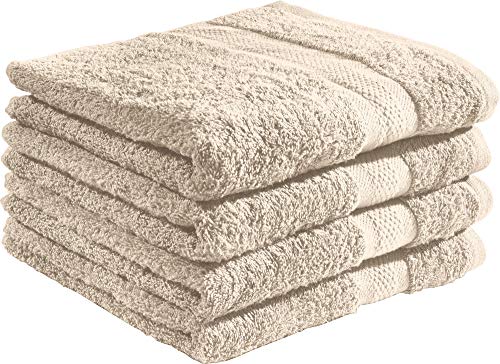 REDBEST Duschtuchset, Frottierset 4er-Pack Chicago - saugstark, strapazierfähig, ideal für Reisen, Sport - beige Größe 70x140 cm (weitere Farben) von REDBEST