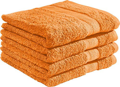 REDBEST Duschtuchset, Frottierset 4er-Pack Chicago - saugstark, strapazierfähig, ideal für Reisen, Sport - orange Größe 70x140 cm (weitere Farben) von REDBEST