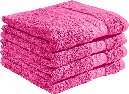 REDBEST Duschtuchset, Frottierset 4er-Pack Chicago - saugstark, strapazierfähig, ideal für Reisen, Sport - pink Größe 70x140 cm (weitere Farben) von REDBEST