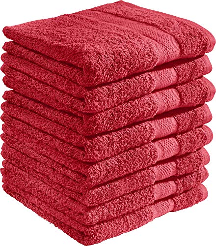 REDBEST Duschtuchset, Frottierset 8er-Pack Chicago - saugstark, strapazierfähig, ideal für Reisen, Sport - rot Größe 70x140 cm (weitere Farben) von REDBEST