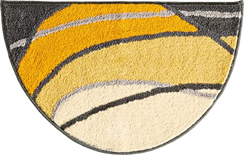 REDBEST Duschvorlage halbrund, Duschmatte Lynn gelb Größe 50x80 cm - rutschhemmend, Flauschiger Flor, pflegeleicht, für Fußbodenheizung geeignet von REDBEST