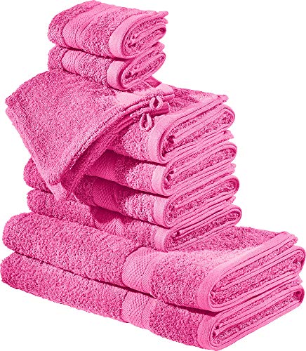 REDBEST Frottier-Set 10-TLG. Chicago - Handtuch, Duschtuch, Gästetuch, Waschhandschuh - saugstark, strapazierfähig, ideal für Reisen, Sport - pink von REDBEST