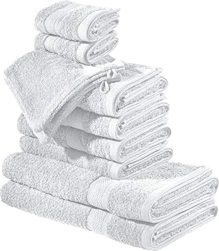 REDBEST Frottier-Set 10-TLG. Chicago weiß Größe - Handtuch, Duschtuch, Gästetuch, Waschhandschuh - saugstark, strapazierfähig, ideal für Reisen, Sport von REDBEST