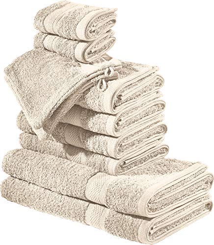 REDBEST Frottier-Set 10-TLG. Chicago beige Größe - Handtuch, Duschtuch, Gästetuch, Waschhandschuh - saugstark, strapazierfähig, ideal für Reisen, Sport REDBEST Frottier-Set 10-TLG. Chicago beige Größe - Handtuch, Duschtuch, Gästetuch, Waschhandschuh - saugstark, strapazierfähig, ideal für Reisen, Sport von REDBEST
