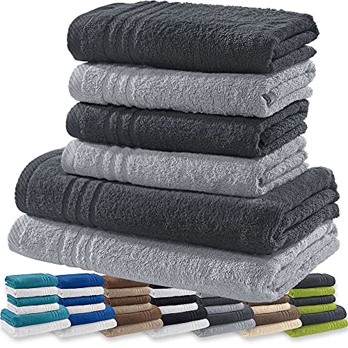 REDBEST Handtuchset, Frottierset New York 2-farbig 6-TLG. hellgrau-anthrazit - leichte, weiche Qualität, saugstark, sehr strapazierfähig, 100% Baumwolle REDBEST Handtuchset, Frottierset New York 2-farbig 6-TLG. hellgrau-anthrazit - leichte, weiche Qualität, saugstark, sehr strapazierfähig, 100% Baumwolle von REDBEST