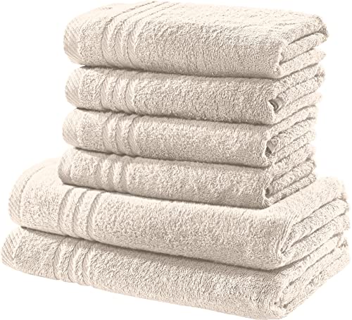 REDBEST Handtuchset, Frottierset New York 6-TLG. Creme - leichte, weiche Qualität, saugstark, sehr strapazierfähig, 100% Baumwolle von REDBEST