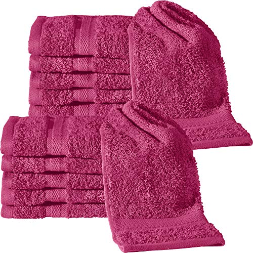 REDBEST Gästetuch 12er-Pack Chicago - saugstark, strapazierfähig, ideal für Reisen, Sport - Fuchsia Größe 30x50 cm (weitere Farben) von REDBEST