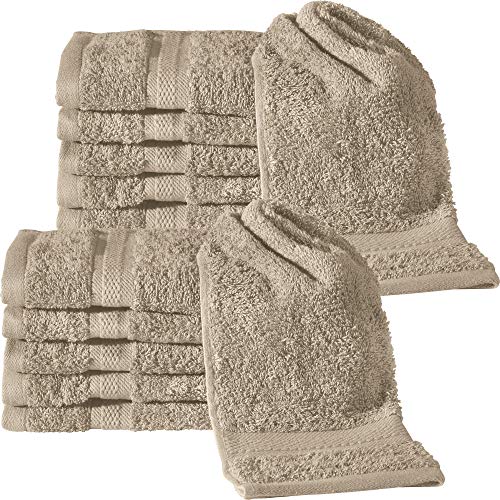 REDBEST Gästetuch 12er-Pack Chicago - saugstark, strapazierfähig, ideal für Reisen, Sport - Taupe Größe 30x50 cm (weitere Farben) von REDBEST