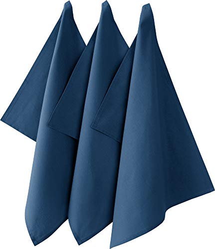 REDBEST Geschirrtuch, Küchentuch, Geschirrtücher 3er-Pack, Set, Seattle, 100% Baumwolle dunkelblau blau marine Größe 50x70 cm - saugstarke, strapazierfähige Qualität, mit Aufhängung (weitere Farben) von REDBEST