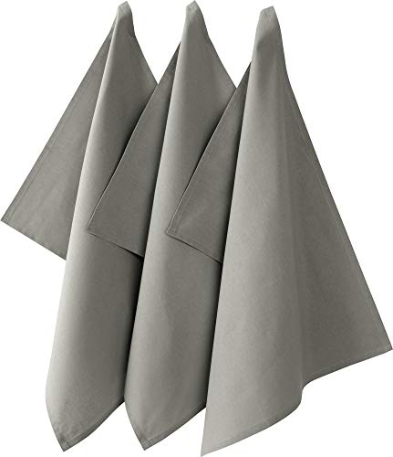 REDBEST Geschirrtuch, Geschirrtücher, Küchentuch 3er-Pack Seattle, 100% Baumwolle grau Größe 50x70 cm - saugstarke, strapazierfähige Qualität, mit Aufhängung (weitere Farben) von REDBEST