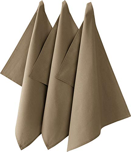 REDBEST Geschirrtuch, Küchentuch 3er-Pack Seattle, 100% Baumwolle Taupe Größe 50x70 cm - saugstarke, strapazierfähige Qualität, mit Aufhängung (weitere Farben) von REDBEST