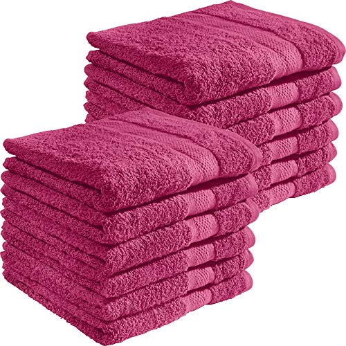 REDBEST Handtuchset, Frottierset 12er-Pack Chicago - saugstark, strapazierfähig, ideal für Reisen, Sport - Fuchsia Größe 50x100 cm (weitere Farben) von REDBEST