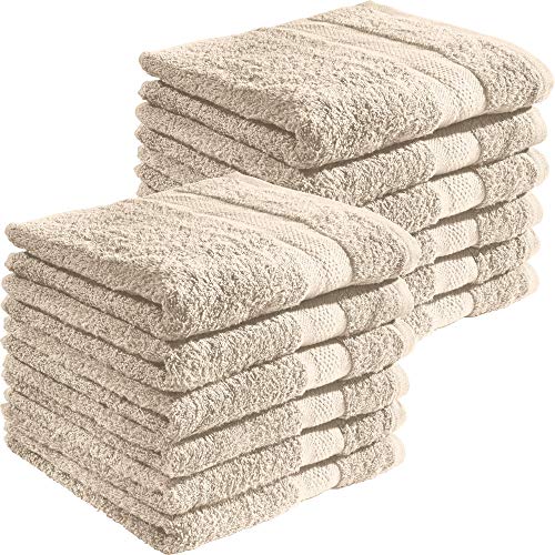 REDBEST Handtuchset, Frottierset 12er-Pack Chicago - saugstark, strapazierfähig, ideal für Reisen, Sport - beige Größe 50x80 cm (weitere Farben) von REDBEST