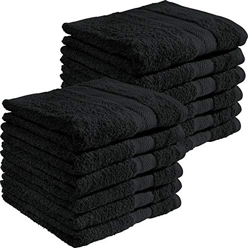 REDBEST Handtuchset, Frottierset 12er-Pack Chicago - saugstark, strapazierfähig, ideal für Reisen, Sport - schwarz Größe 50x80 cm (weitere Farben) von REDBEST