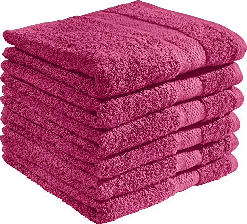 REDBEST Handtuchset, Frottierset 6er-Pack Chicago - saugstark, strapazierfähig, ideal für Reisen, Sport - Fuchsia Größe 50x100 cm (weitere Farben) von REDBEST